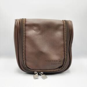 United Airlines Global First Class Brown Amenity Travel Toiletry or Cosmetic Bag